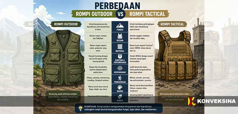 Perbedaan Rompi Outdoor dan Rompi Tactical